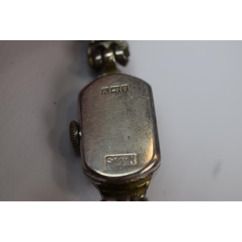 344 - Silver and marcasite ladies watch by Summit. 15 jewels, hallmarked silver case. Expanding marcasite ... 