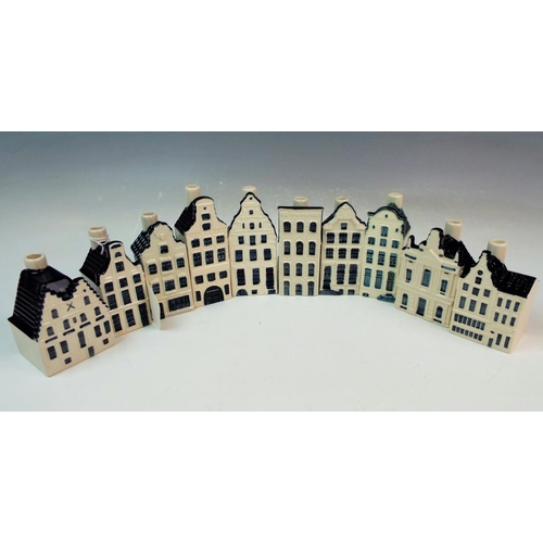 34 - 10 KLM Bols blue & white delft houses.