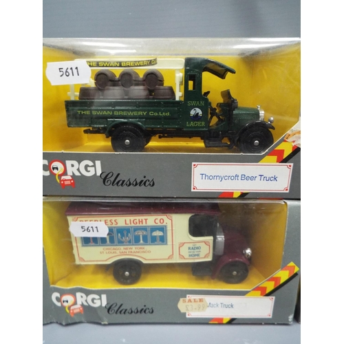 427 - Four Corgi Classics die cast vans and trucks, tatty boxes, see photos.