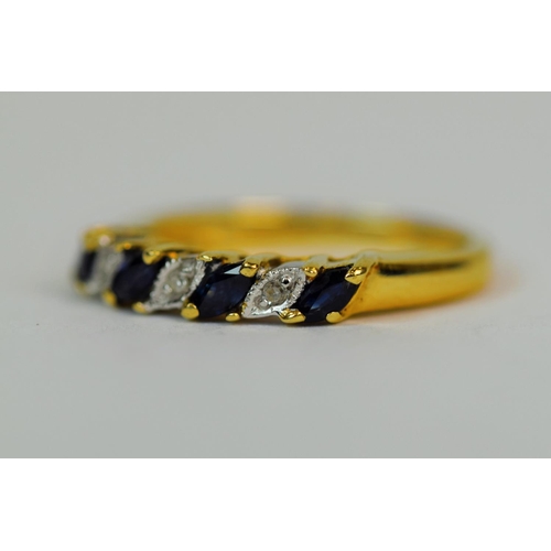 503 - 9ct Yellow Gold ring set with Diamond and Sapphires, 4@ 4 x 2mm Sapphires & 3@  4 x 2mm Diamonds 0.3... 