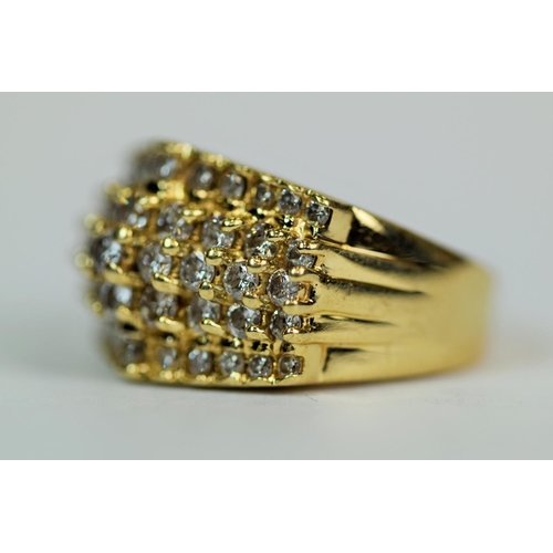 514 - 9ct Yellow Gold ring set with 49 Diamonds ranging from 2.7mm to 1.5mm, Total Diamond weight approx 1... 