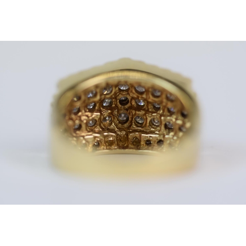 514 - 9ct Yellow Gold ring set with 49 Diamonds ranging from 2.7mm to 1.5mm, Total Diamond weight approx 1... 