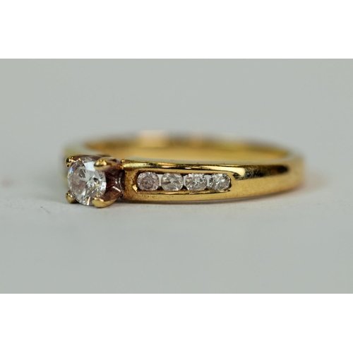 524 - 9ct Yellow Gold Deco Style Ring set with Central Diamond  plus Eight single cut diamonds of 1/70th c... 