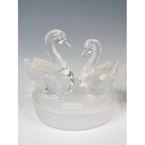 76 - A pair of Royal crystal rock glass swan figurines.