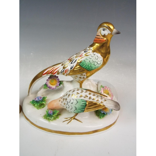 85 - 3 Crown staffordshire bird figurines, Wren, Pied wagtail & pheasants. (pheasants A/F)