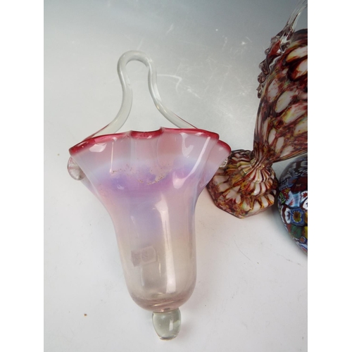 90 - A Miillefiori art glass jug plus other art glass items.