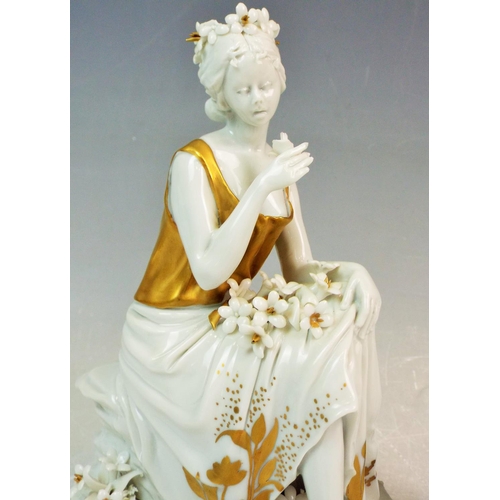 98 - A Pair of Capodimonte white and gold figuirines.