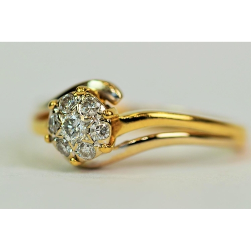 538 - 18ct (unmarked but tested) Yellow Gold Ring set with 7 Diamonds. Centre Diamond is 0.07ct, Surrounde... 