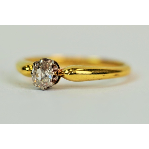 539 - 18ct Yellow Gold Ring set with a Solitaire Oval Cut Diamond 5 x 3.5mm,  0.33pts Diamonds approx.  Fi... 