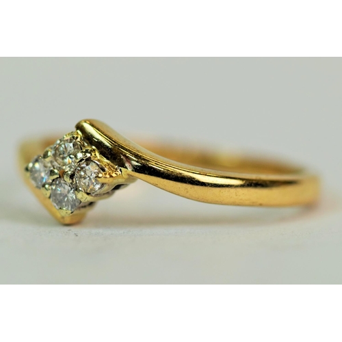 549 - 9ct Yellow Gold Four Diamond Cluster ring. Set with approx 0.14pts Diamonds. Finger size 'S'   2.8g