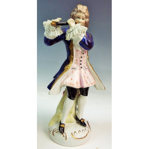 126 - 2 Vintage German lace porcelain figurines .