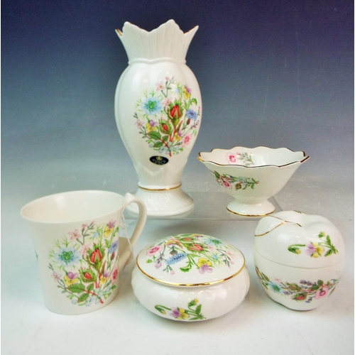 156 - Aynsley china wild tudor pattern vases trinkets etc. 1 vase A/F