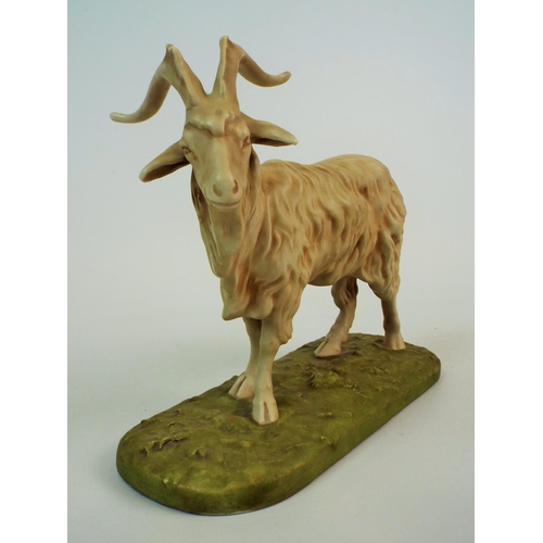 166 - Large Royal Dux bisque porcelain figurine of a mountain goat , 8.5