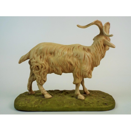 166 - Large Royal Dux bisque porcelain figurine of a mountain goat , 8.5