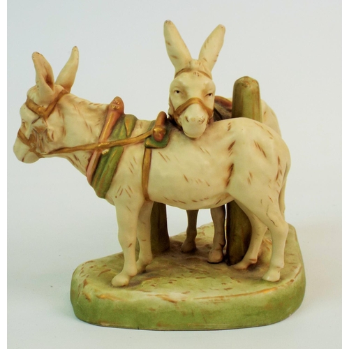 167 - Royal Dux bisque figurine of a pair of donkeys. 6