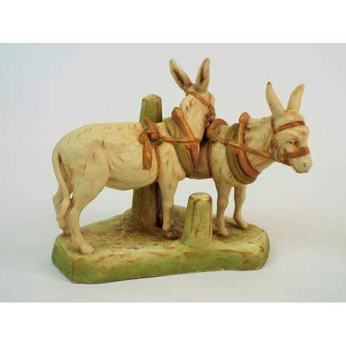 167 - Royal Dux bisque figurine of a pair of donkeys. 6