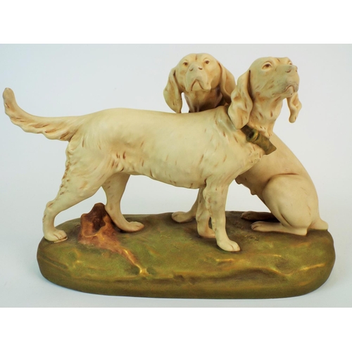 171 - Large Royal Dux bisque figurine of a pair of hunting dogs, 8