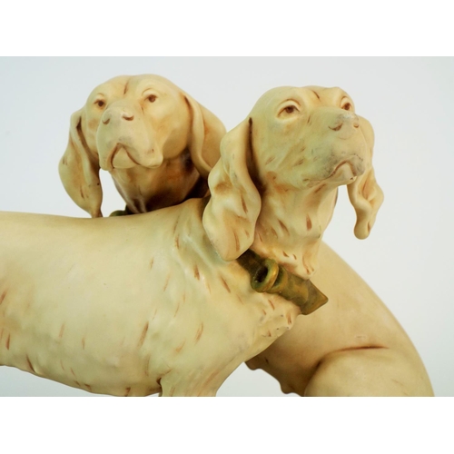 171 - Large Royal Dux bisque figurine of a pair of hunting dogs, 8