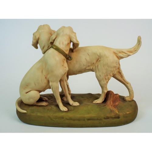 171 - Large Royal Dux bisque figurine of a pair of hunting dogs, 8