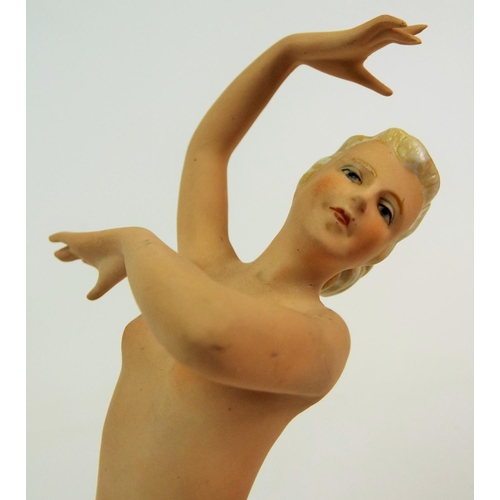 180 - Art Deco figurine by Fasold & Stauch of a semi nude dancing lady.  8