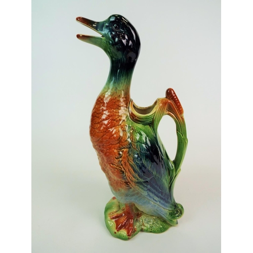 182 - Vintage St Clement French water jug in the form of a duck , approx 13