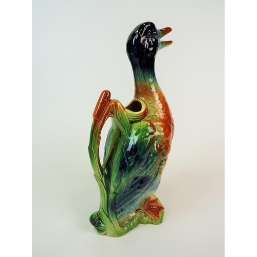 182 - Vintage St Clement French water jug in the form of a duck , approx 13