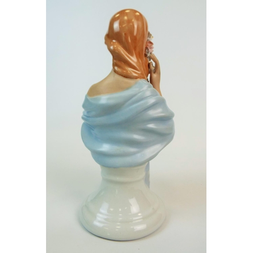 184 - A Apulum Lucru Manual porcelain bust of a lady with rose braided hair. 10