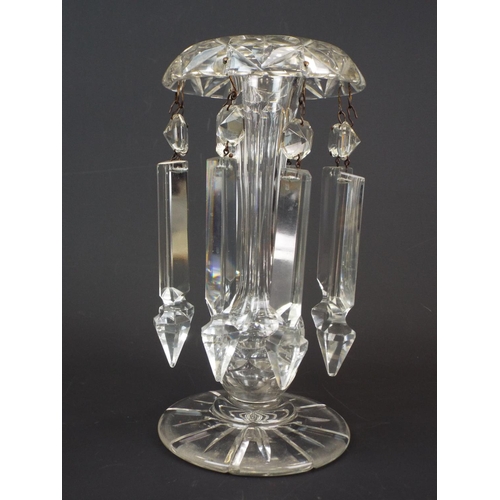 194 - Cut crystal glass Victorian lustre standing approx 9