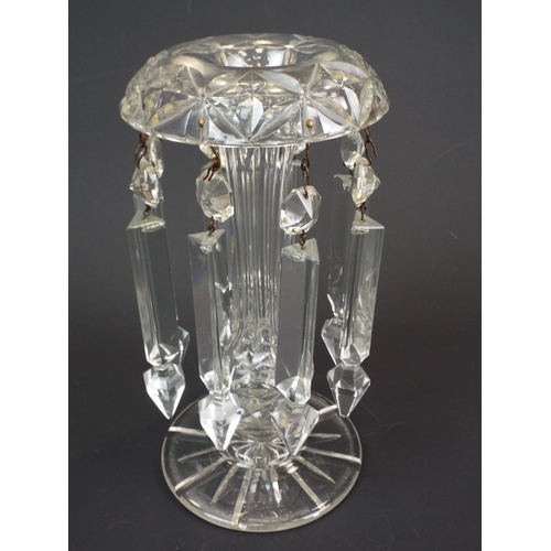 194 - Cut crystal glass Victorian lustre standing approx 9