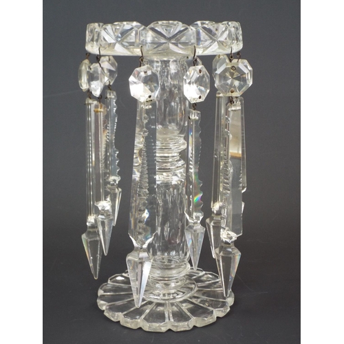 195 - Cut crystal glass Victorian lustre standing approx 9.5