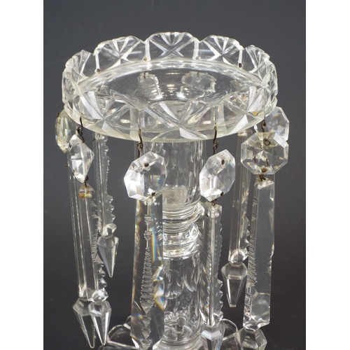 195 - Cut crystal glass Victorian lustre standing approx 9.5