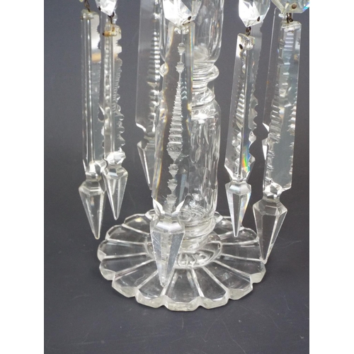 195 - Cut crystal glass Victorian lustre standing approx 9.5