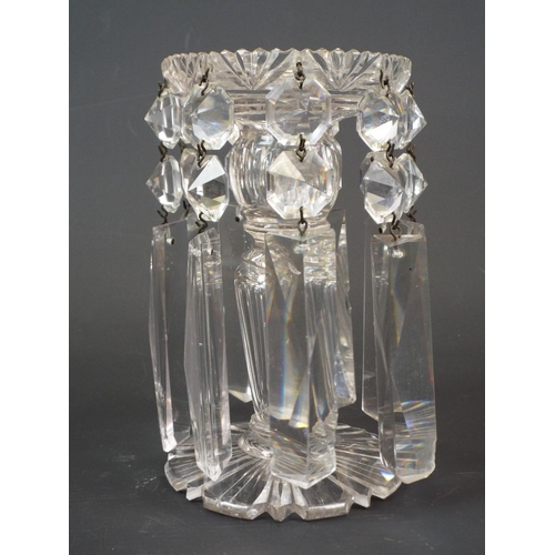 196 - Cut crystal glass Victorian lustre standing approx 6.5