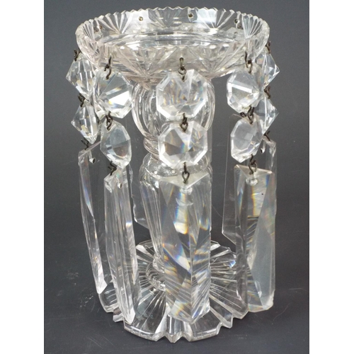 196 - Cut crystal glass Victorian lustre standing approx 6.5