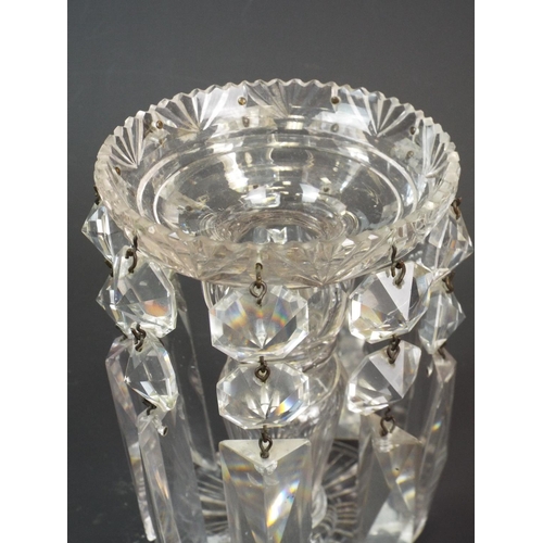 196 - Cut crystal glass Victorian lustre standing approx 6.5