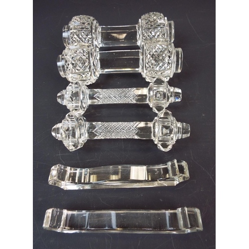 273 - 3 Matching pairs of crystal glass knife rests.