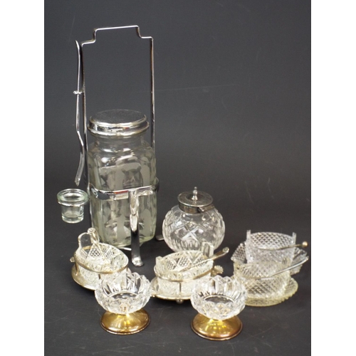 279 - Selection of vintage glass salts and a pickle jar etc.