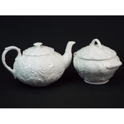 286 - 2 Pieces of coalport countryware china, teapot and lidded pot, leaf design.