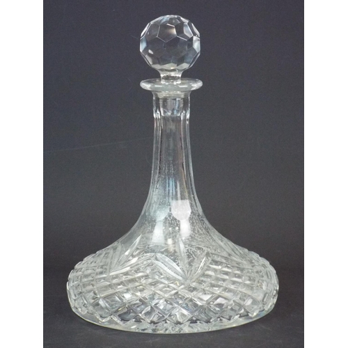 290 - Large crystal glass ships decanter.