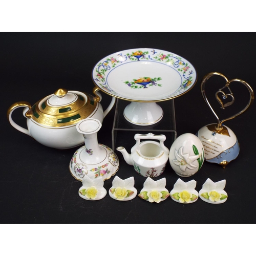 299 - Mixed lot of china items to include Coalport place settings , Goebel egg, Aynsley etc.