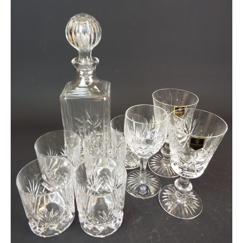 363 - Crystal glass decanter and 5 whiskey tumblers, plus 2 Edinburgh crystal glasses and 1 stuart crystal... 