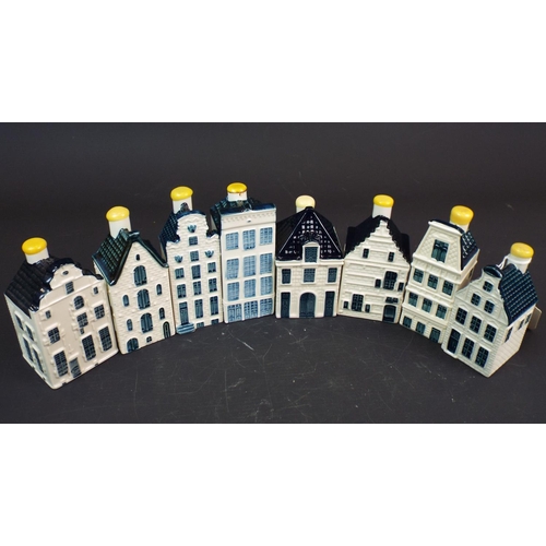 366 - 8 KLM blue and white delf houses / decanters.