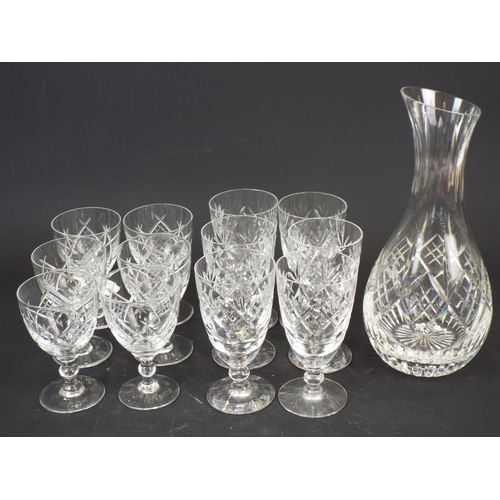 369 - 6 Webb Corbett crystal glasses , 6 Royal Doulton and a Stuart Crystal carafe.