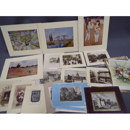 353 - Selection of mounted impressionist prints plus mounted vintage photos. See photos.