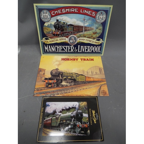 395 - Three Metal Reproduction Railway advertising signs. See photo