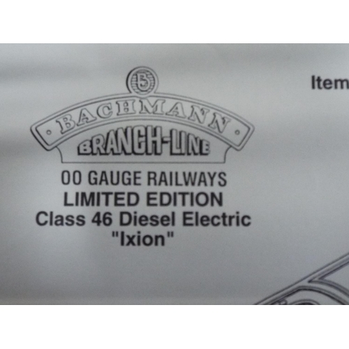 396 - Bachmann Branchline 00 Gauge model of the Class 46 Diesel, Ixion. With COA. Comes in foam lined wood... 