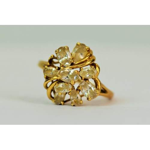 578 - 14ct Yellow Gold statement ring set with cloudy quartz.  Finger size 'U'   5.2g