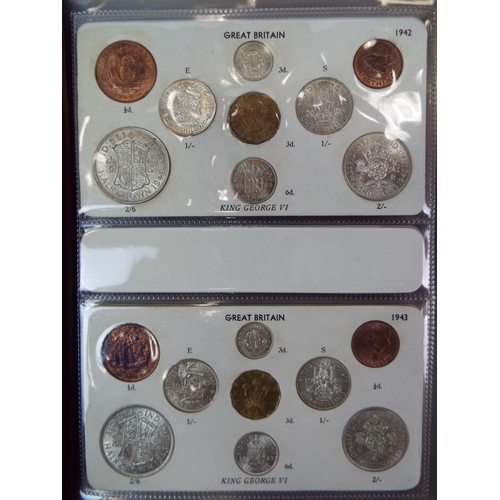 616 - Sets of UK Silver and Copper coinage from 1937 to 1951. Believed to be complete. See photos.