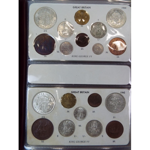 616 - Sets of UK Silver and Copper coinage from 1937 to 1951. Believed to be complete. See photos.