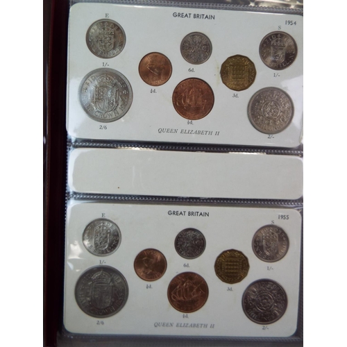 619 - Sets of UK Cupro and copper coinage from 1953 to 1966. See photos